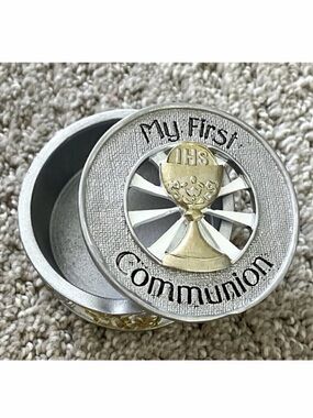 My First Communion Silver Gold Keepsake Box Collection Joseph's Studio by Roman